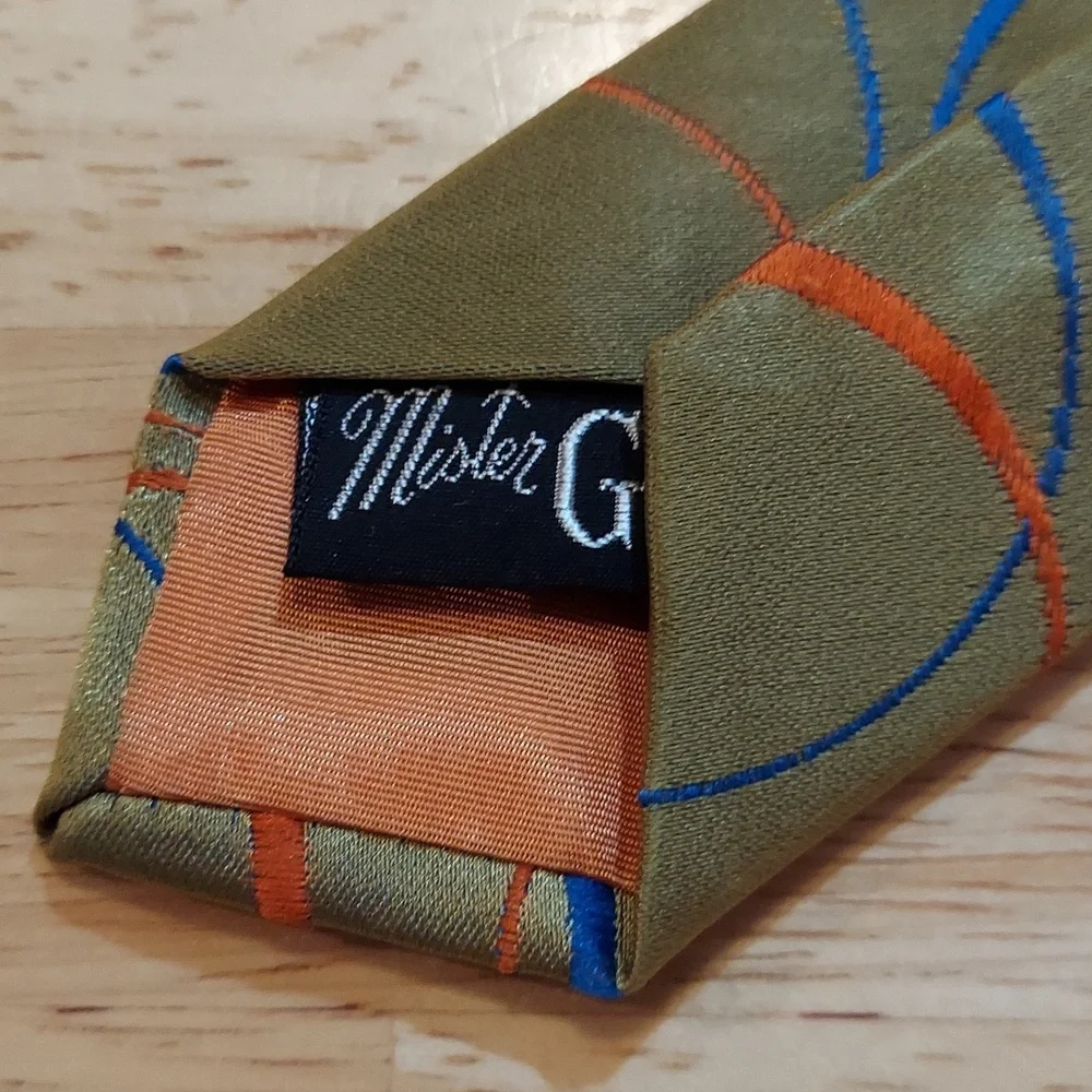 Mister G Green Circle Print Tie Vintage